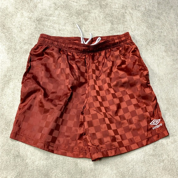 Umbro Other - Vintage Y2K Umbro Shiny Checkered Soccer Shorts 100% Nylon Red Dazzle 5" Mens M